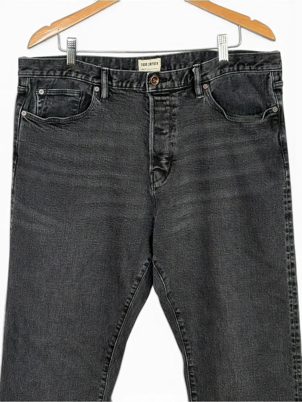 Todd Snyder Black Faded Wash Classic Fit Straight Jeans 38x32 Button Fly